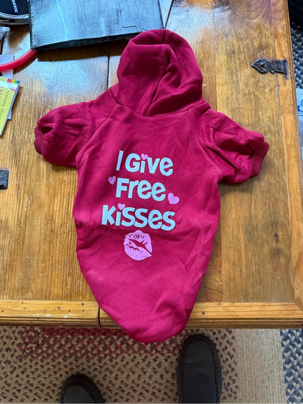 Red Pet Hoodie "I Give Free Kisses"